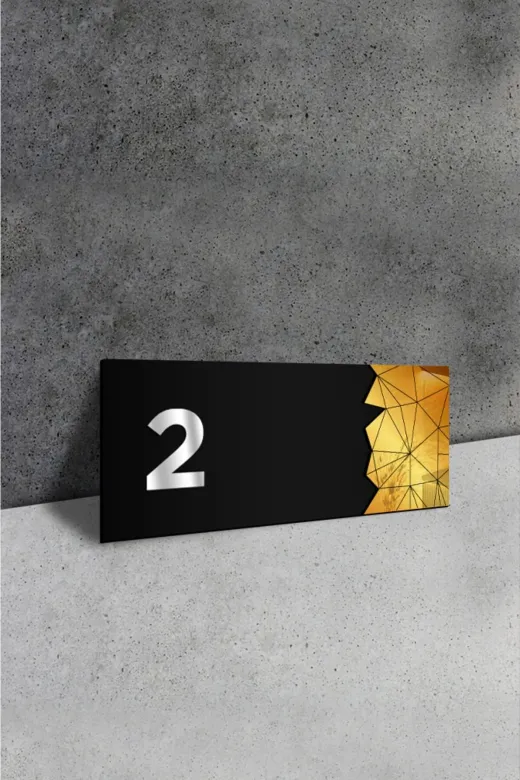 AHWALL TYC00489461135 Dekoratif Aynalı Kapı Numarası Pleksi No: 2, Gold