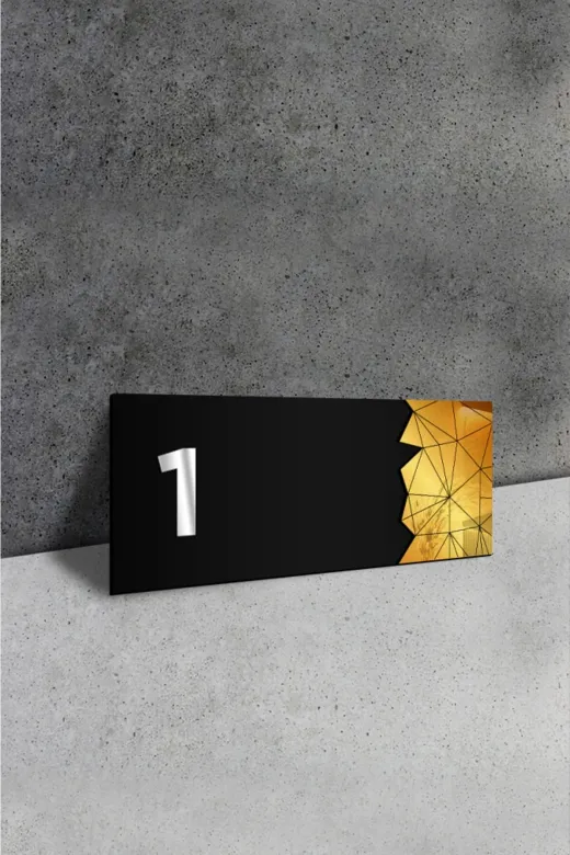 AHWALL TYC00489462743 Dekoratif Aynalı Kapı Numarası Pleksi No: 1, Gold