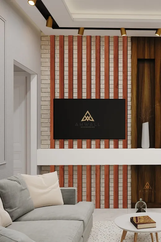 AHWALL TYC00620000488 Dekoratif Ahşap Mdf Şerit Duvar Panelleri Ceviz