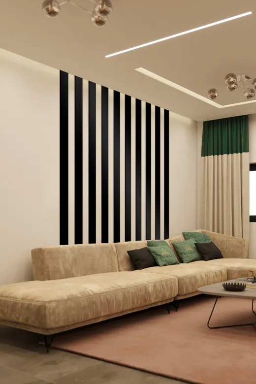 AHWALL TYC00620001151 Dekoratif Ahşap Mdf Şerit Duvar Panelleri Siyah