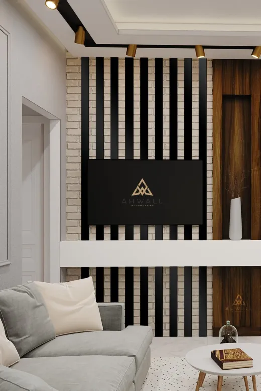 AHWALL TYC00620001151 Dekoratif Ahşap Mdf Şerit Duvar Panelleri Siyah
