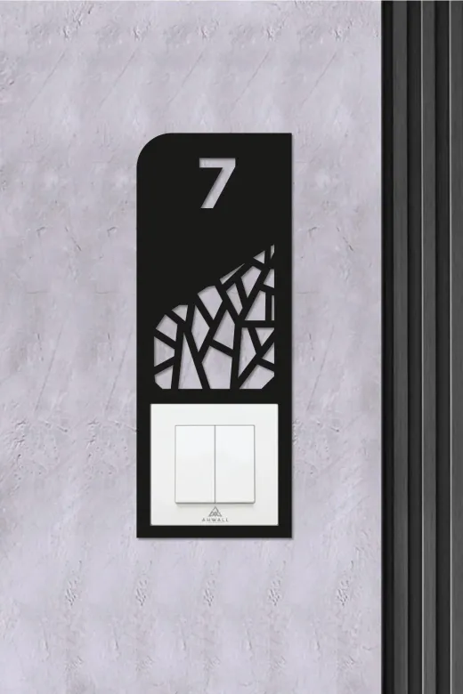 AHWALL WOODWORKING AWKP007 Dekoratif Daire Kapı Numarası Zil Priz Çerçevesi, No: 7