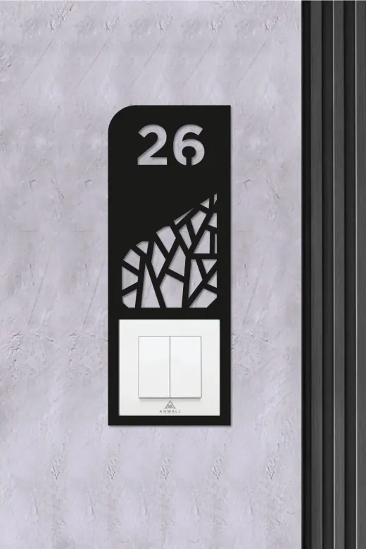 AHWALL WOODWORKING AWKP026 Dekoratif Daire Kapı Numarası Zil Priz Çerçevesi, No: 26