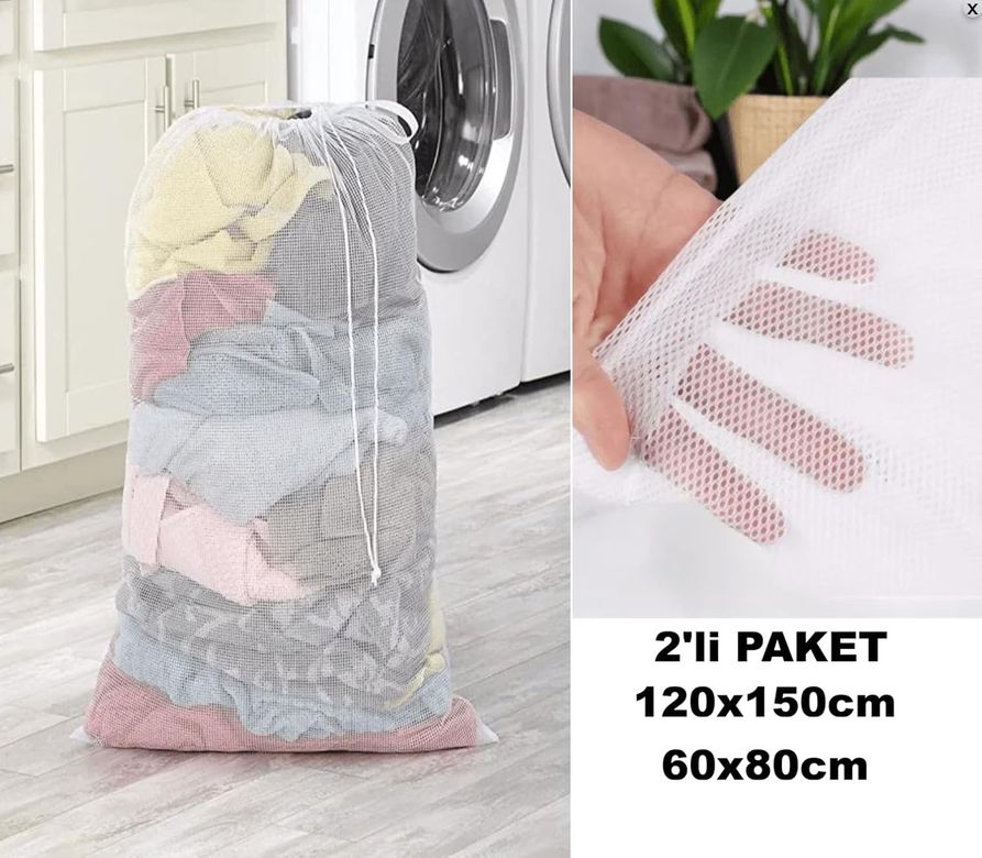 Aitong 131576155 Aksu Çamaşır Yıkama Filesi 2&apos Li Fırsat Paketi 60X80Cm Ve 120X150Cm Beyaz