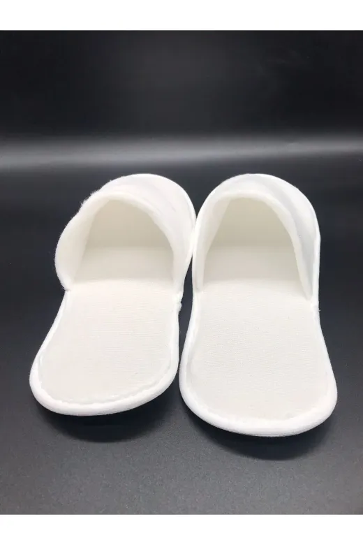 AK-ER İMALAT 9900000001540 (100 Çift) 3Mm Tabana Polyester Havlu Çift Kapak Otel Tipi Terlik