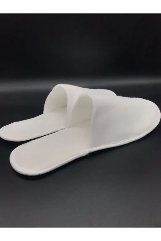 AK-ER İMALAT 9900000001540 (100 Çift) 3Mm Tabana Polyester Havlu Çift Kapak Otel Tipi Terlik