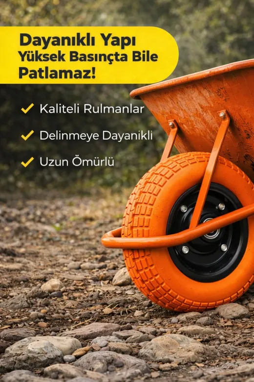 akatsuki 626-77 Profesyonel Patlamaz Yeni Nesil Pu El Arabasi Tekeri Saglam Uzun Ömürlü Rulman Bilyali Çap: 350 Mm
