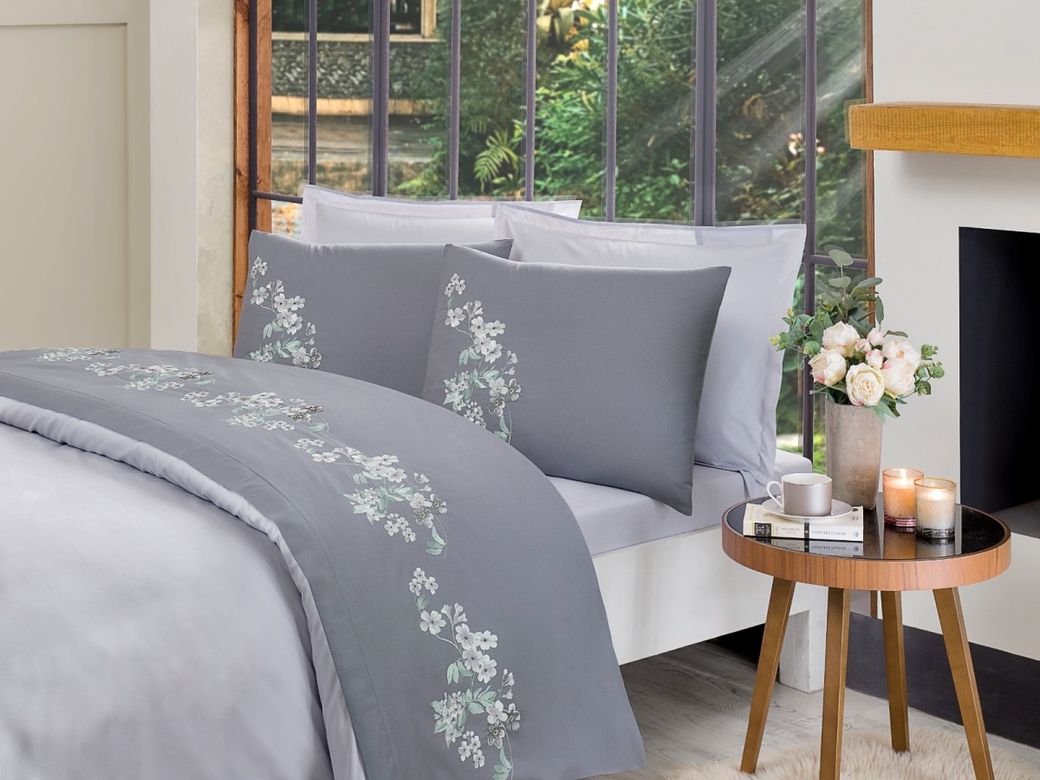 Akfil Boutique -Cozy Antrasit- Çift Kişilik Nevresim Takımı (4 Yastık Kılıflı)