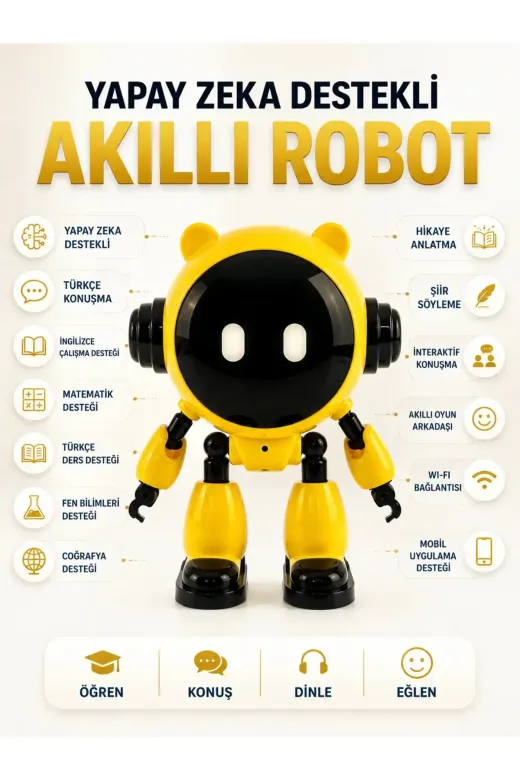 Akıllı Eğitici Çocuk Robotu 40 Dil Destekli Yapay Zeka Wi-Fi Uygulama ve Sesli Sohbet