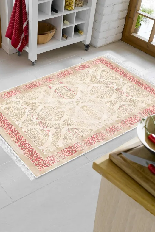 Alanur Home 1376-Trend-Banyo Eko Trend Djt Banyo Paspası Yıkanabilir Kaymaz Taban 1376 Klasik Koyu Pembe