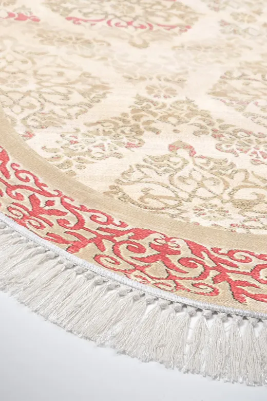 Alanur Home 1376-Trend-Oval Eko Trend Djt Halı Yıkanabilir Kaymaz Taban 1376 Oval Klasik Koyu Pembe