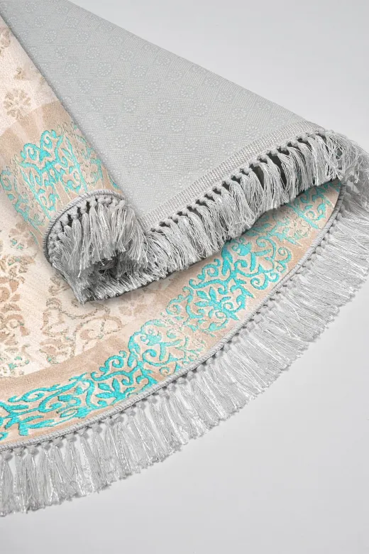 Alanur Home 1376-yatak-3-pcs-oval-K-S-Oval Eko Trend Djt Yıkanabilir Kaymaz Taban Oval 3 Lü Yatak Odası Takımı 1376 Klasik Turkuaz