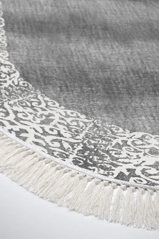 Alanur Home 1460-eko-klozet-oval-2-K-S-Oval Eko Trend Djt 2 Li Yıkanabilir Kaymaz Taban Oval Banyo Paspas 1460 Modern Gri (50 X 80 - 40 X 50)