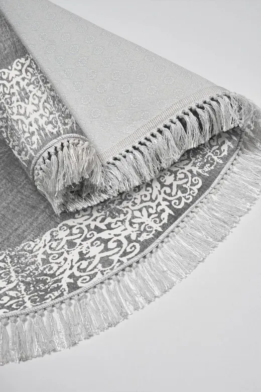 Alanur Home 1460-eko-klozet-oval-2-K-S-Oval Eko Trend Djt 2 Li Yıkanabilir Kaymaz Taban Oval Banyo Paspas 1460 Modern Gri (50 X 80 - 40 X 50)