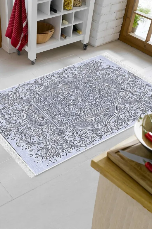 Alanur Home 1488-Trend-Banyo Eko Trend Djt Banyo Paspası Yıkanabilir Kaymaz Taban 1488 Modern Mavi