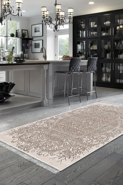 Alanur Home 1488-Trend-Banyo Eko Trend Djt Banyo Paspası Yıkanabilir Kaymaz Taban 1488 Modern Kahve