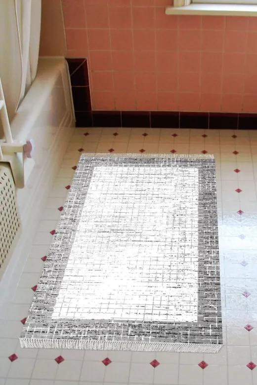 Alanur Home 1665-Trend-Banyo Eko Trend Djt Banyo Paspası Yıkanabilir Kaymaz Taban 1665 Bordürlü Mor
