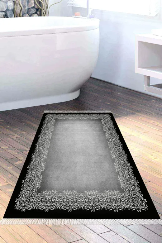 Alanur Home 1674-Trend-Banyo Eko Trend Djt Banyo Paspası Yıkanabilir Kaymaz Taban 1674 Modern Gri