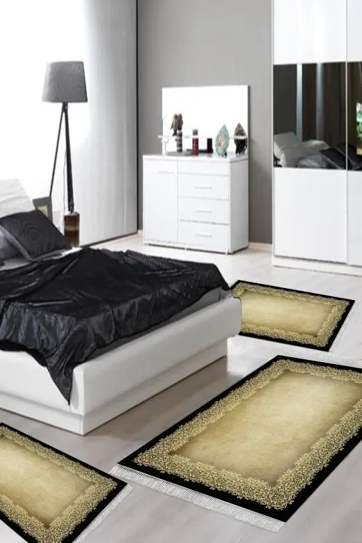 Alanur Home 1674-yatak-3-pcs-K-S Eko Trend Djt Yıkanabilir Kaymaz Taban 3 Lü Yatak Odası Takımı 1674 Modern Kahve