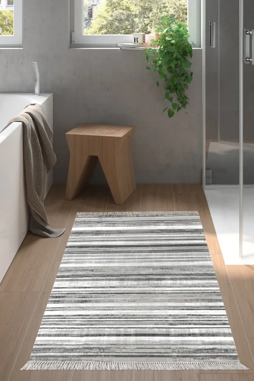 Alanur Home 1677-Trend-Banyo Eko Trend Djt Banyo Paspası Yıkanabilir Kaymaz Taban 1677 Degrade Kahve