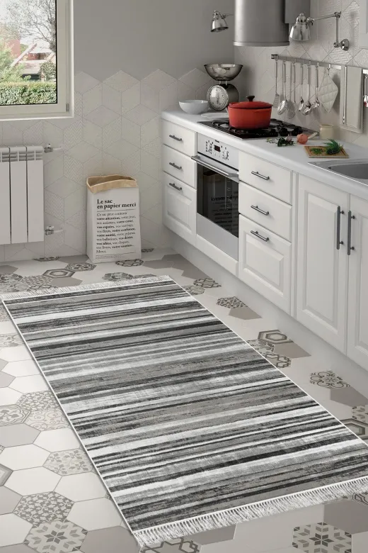 Alanur Home 1677-Trend-Banyo Eko Trend Djt Banyo Paspası Yıkanabilir Kaymaz Taban 1677 Degrade Kahve