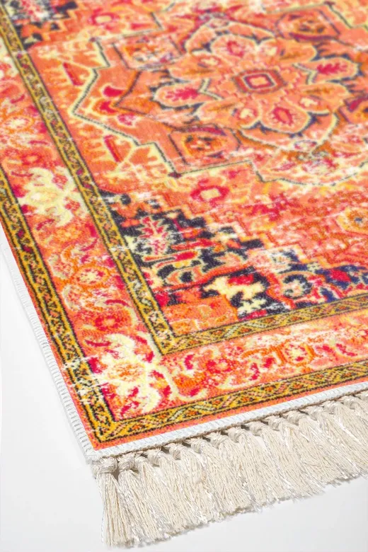 Alanur Home 1697-yatak-3-pcs-K-S Eko Trend Djt Yıkanabilir Kaymaz Taban 3 Lü Yatak Odası Takımı 1697 Persian Turuncu