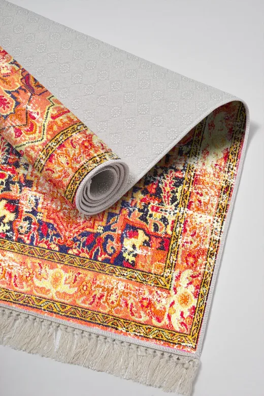 Alanur Home 1697-yatak-3-pcs-K-S Eko Trend Djt Yıkanabilir Kaymaz Taban 3 Lü Yatak Odası Takımı 1697 Persian Turuncu