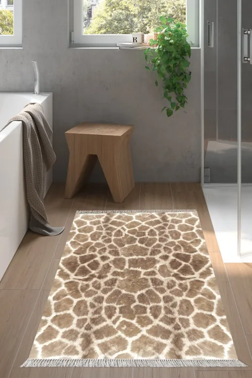Alanur Home 1910-Trend-Banyo Eko Trend Djt Banyo Paspası Yıkanabilir Kaymaz Taban 1910 Modern Kahve