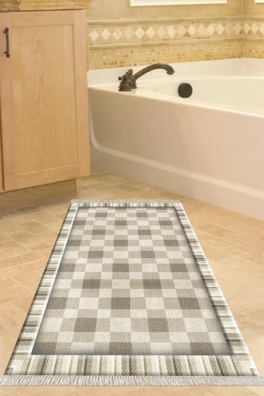 Alanur Home 1913-Trend-Banyo Eko Trend Djt Banyo Paspası Yıkanabilir Kaymaz Taban 1913 Modern Kahve