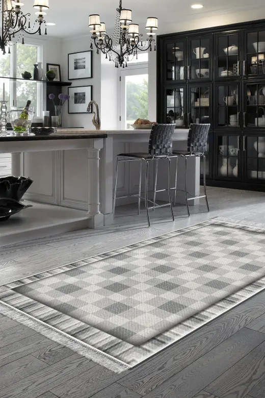 Alanur Home 1913-Trend-Banyo Eko Trend Djt Banyo Paspası Yıkanabilir Kaymaz Taban 1913 Modern Gri