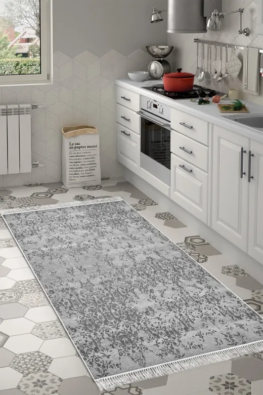 Alanur Home 1918-Trend-Banyo Eko Trend Djt Banyo Paspası Yıkanabilir Kaymaz Taban 1918 Modern Gri