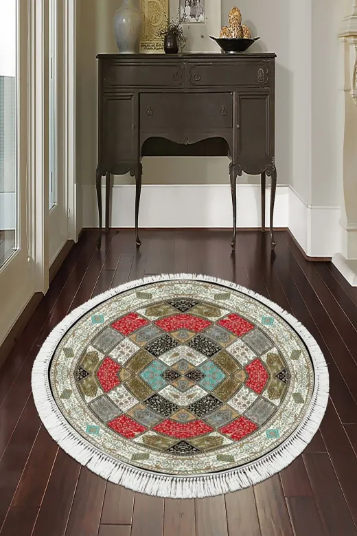 Alanur Home 2_inci?-1831-Sy Dekoreko Inci Halı Dijital Saçaklı Yuvarlak 1831 Desen 1