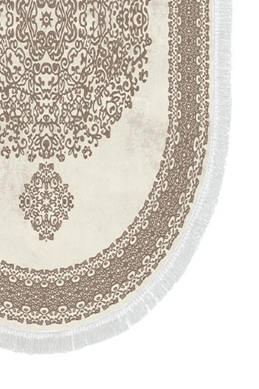 Alanur Home 410602-O Alanur Trend Kaymaz Taban Oval Saçaklı Dijital Banyo Takımı Kahve