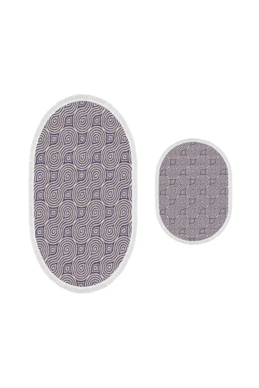 Alanur Home 410605-O Alanur Trend Kaymaz Taban Oval Saçaklı Dijital Banyo Takımı Bej