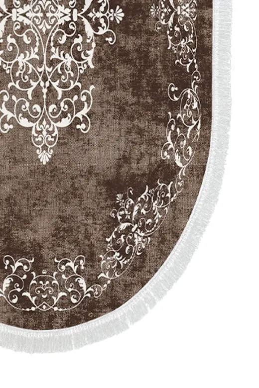 Alanur Home 410616-O Alanur Trend Kaymaz Taban Oval Saçaklı Dijital Banyo Klozet Takımı Kahve