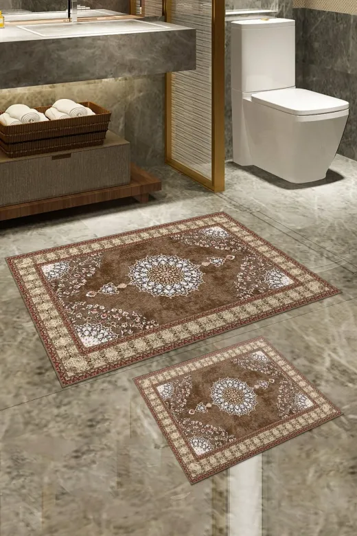 Alanur Home 510615 Alanur Trend Kaymaz Taban Dijital 2'li Banyo Klozet Takımı Bej
