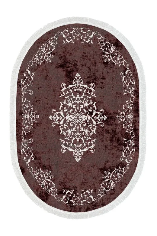Alanur Home 616-eko-klozet-oval-K-S-Oval Eko Trend Djt 2 Li Yıkanabilir Kaymaz Taban Oval Banyo Paspas 616 Klasik Bordo (60 X 100 - 50 X 60)