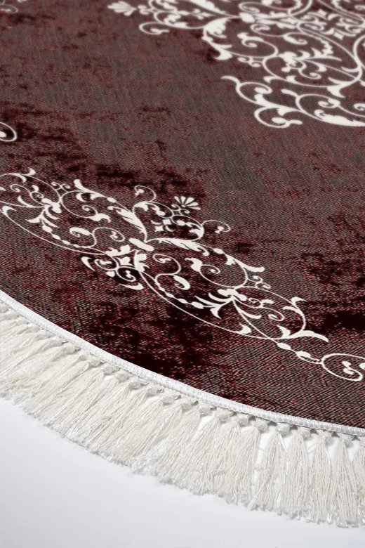 Alanur Home 616-eko-klozet-oval-K-S-Oval Eko Trend Djt 2 Li Yıkanabilir Kaymaz Taban Oval Banyo Paspas 616 Klasik Bordo (60 X 100 - 50 X 60)