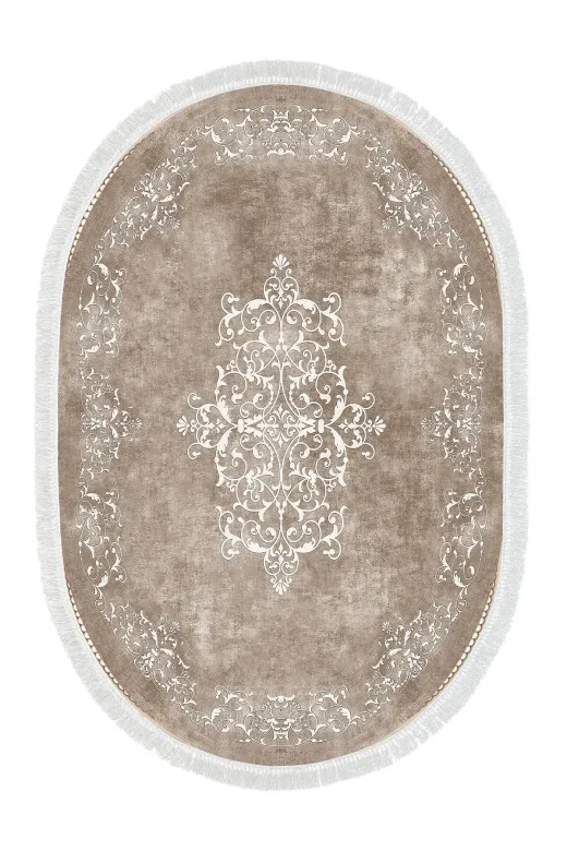 Alanur Home 616-Trend-Oval Eko Trend Djt Halı Yıkanabilir Kaymaz Taban 616 Oval Klasik Bej