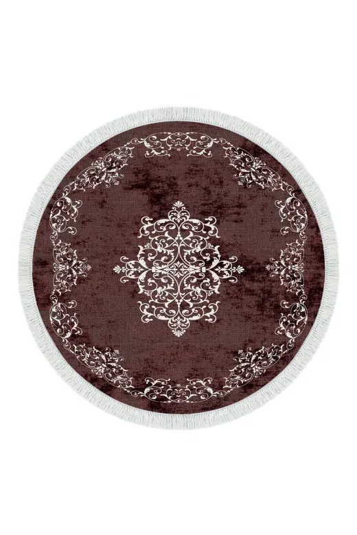 Alanur Home 616-Trend-Yuvarlak Eko Trend Djt Haı Yıkanabilir Kaymaz Taban 616 Yuvarlak Klasik Bordo