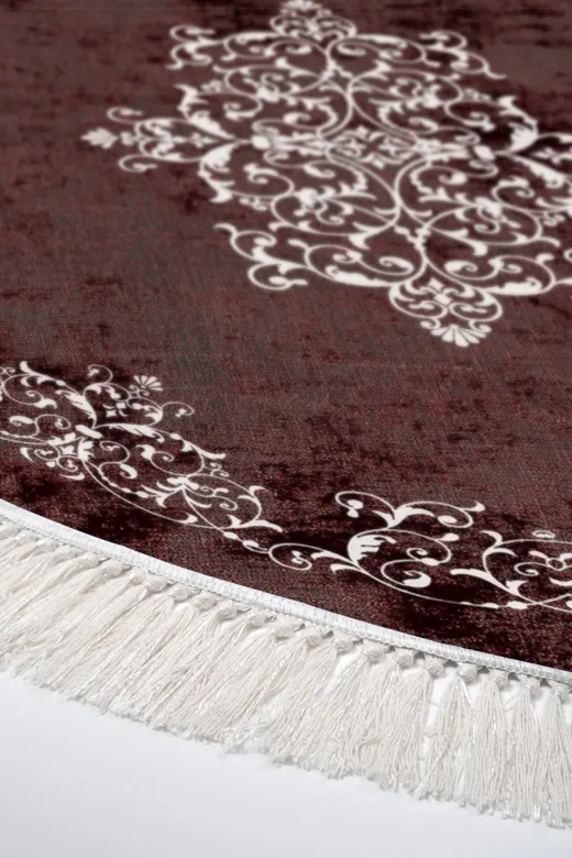 Alanur Home 616-Trend-Yuvarlak Eko Trend Djt Haı Yıkanabilir Kaymaz Taban 616 Yuvarlak Klasik Bordo