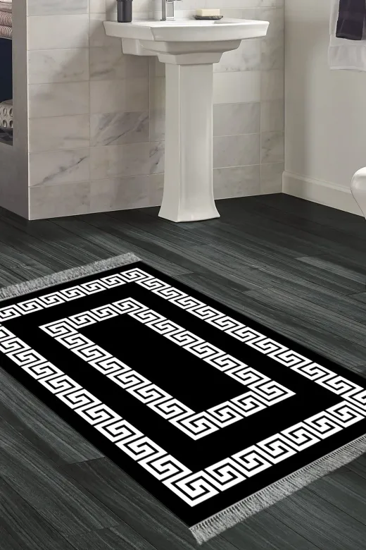 Alanur Home 650M-Trend-Banyo Eko Trend Djt Banyo Paspası Yıkanabilir Kaymaz Taban 650M Modern Siyah