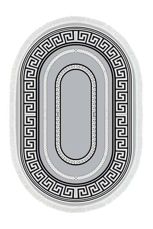 Alanur Home 651M-eko-klozet-oval-2-K-S-Oval Eko Trend Djt 2 Li Yıkanabilir Kaymaz Taban Oval Banyo Paspas 651M Modern Gri (50 X 80 - 40 X 50)