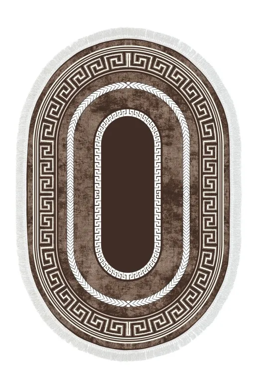 Alanur Home 651M-eko-klozet-oval-K-S-Oval Eko Djt 2 Li Yıkanabilir Taban Oval Banyo Paspas 651M Modern Kahve (60 X 100 - 50 X 60)