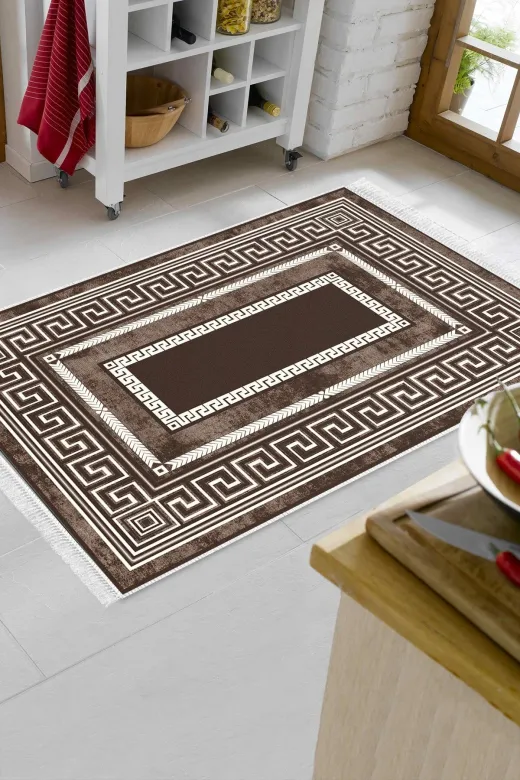 Alanur Home 651M-Trend-Banyo Eko Trend Djt Banyo Paspası Yıkanabilir Kaymaz Taban 651M Modern Kahve