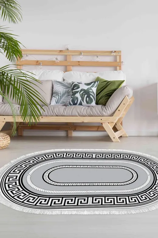 Alanur Home 651M-Trend-Oval Eko Trend Djt Halı Yıkanabilir Kaymaz Taban 651M Oval Modern Gri