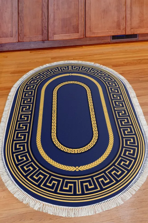 Alanur Home 651M-Trend-Oval Eko Trend Djt Halı Yıkanabilir Kaymaz Taban 651M Oval Modern Gold