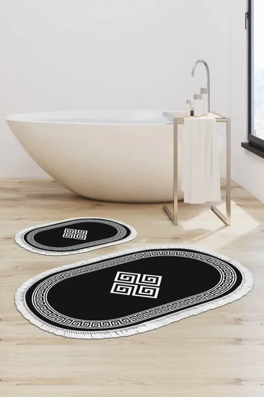 Alanur Home 656M-eko-klozet-oval-K-S-Oval Banyo Paspası Siyah