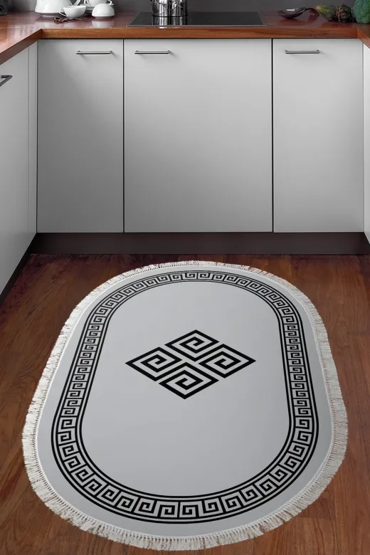 Alanur Home 656M-Trend-Banyo-Oval Eko Trend Djt Banyo Paspası Yıkanabilir Kaymaz Taban 656M Oval Modern Gri