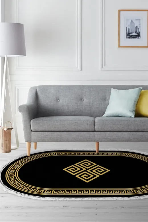 Alanur Home 656M-Trend-Oval Eko Trend Djt Halı Yıkanabilir Kaymaz Taban 656M Oval Modern Gold